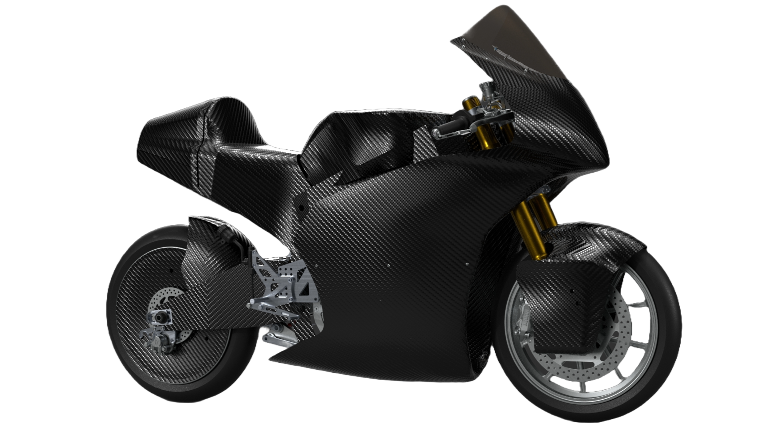 Render of the TUfast electric race motorcycle